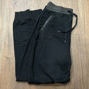 Abercrombie & Fitch Black Joggers with Faux Leather Waistband and Pockets